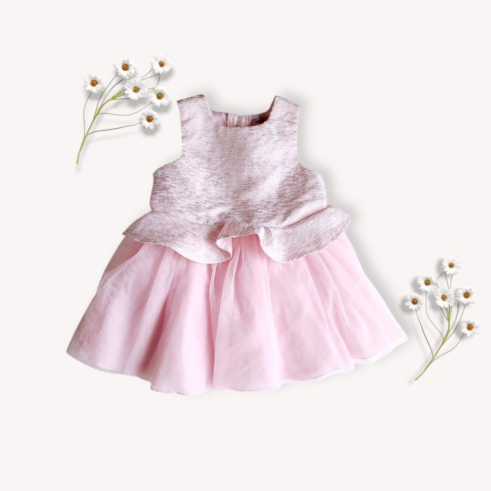 Nanette Lepore Girl's Pink Sleeveless Dress with Ruffled Waist